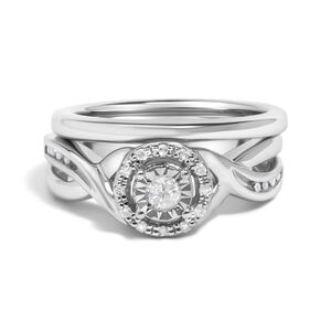 .925 Sterling Silver 1/7 Cttw Diamond Halo